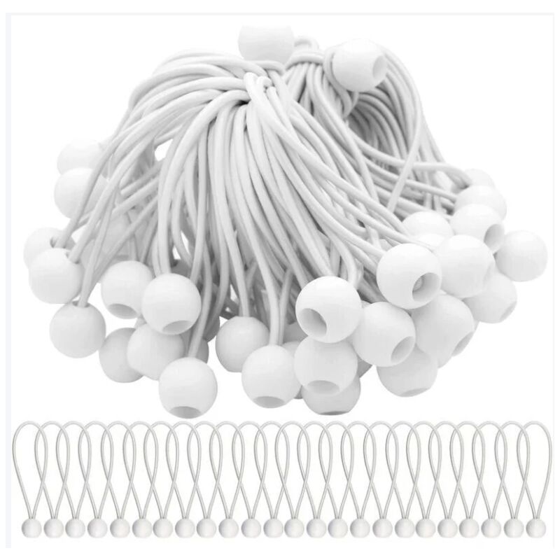 foto del prodotto confezione da 50 corde elastiche con palline corde elastiche palline elastiche per tendoni, tende, striscioni e teloni