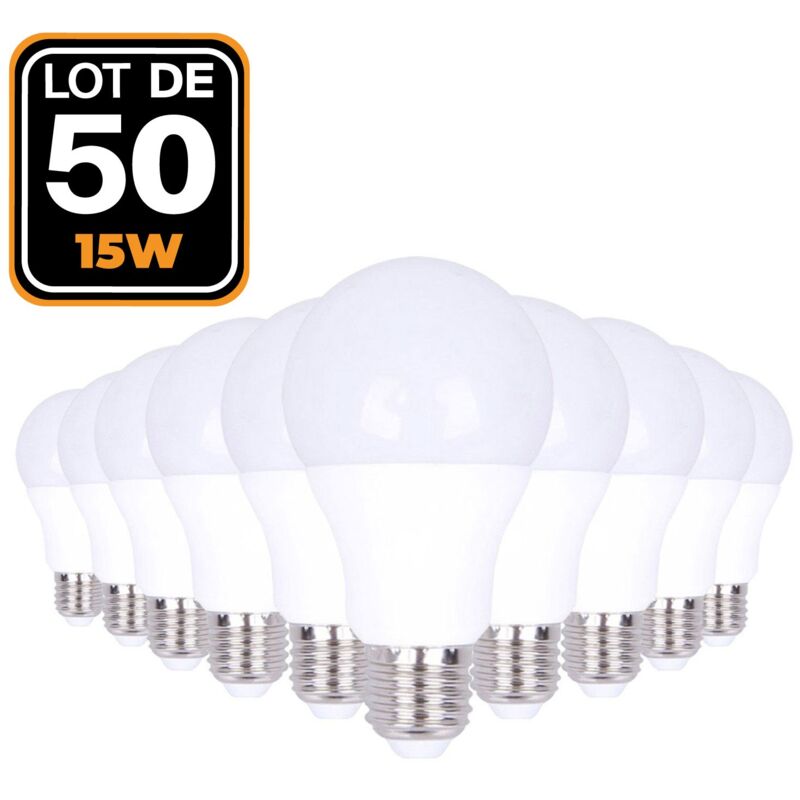 foto del prodotto confezione da 50 pezzi. lampadina led 15w 4500k a luce neutra. e27 led ad alta luminosit 