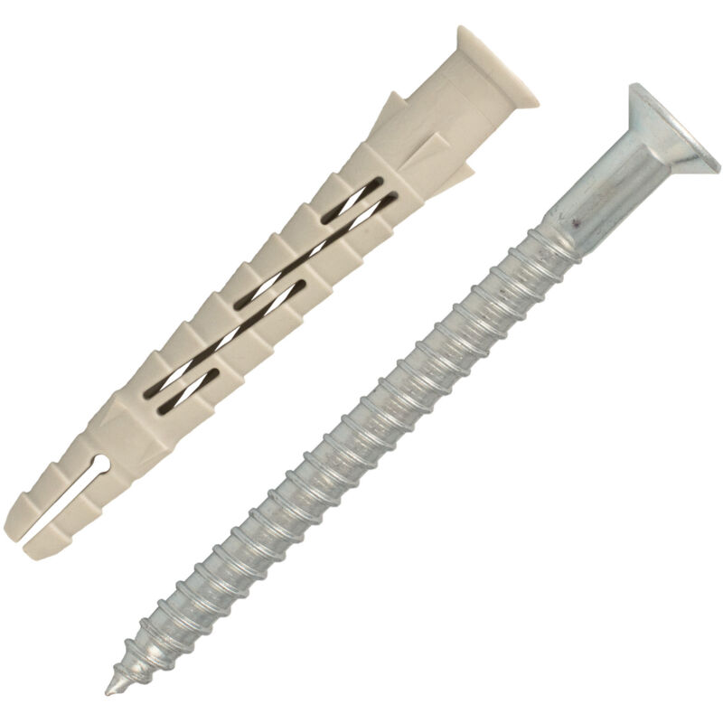 foto del prodotto confezione da 50 tasselli ad espansione lunghi in nylon 8 x 100 mm vite a testa svasata scell-it g-l08100-bc