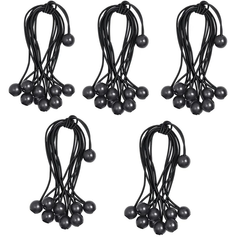 foto del prodotto confezione da 50 tenditori con sfera, anelli di estensione, gomma di tensione altamente elastica, 22,5 cm, gommini per tende, tenditori in gomma per