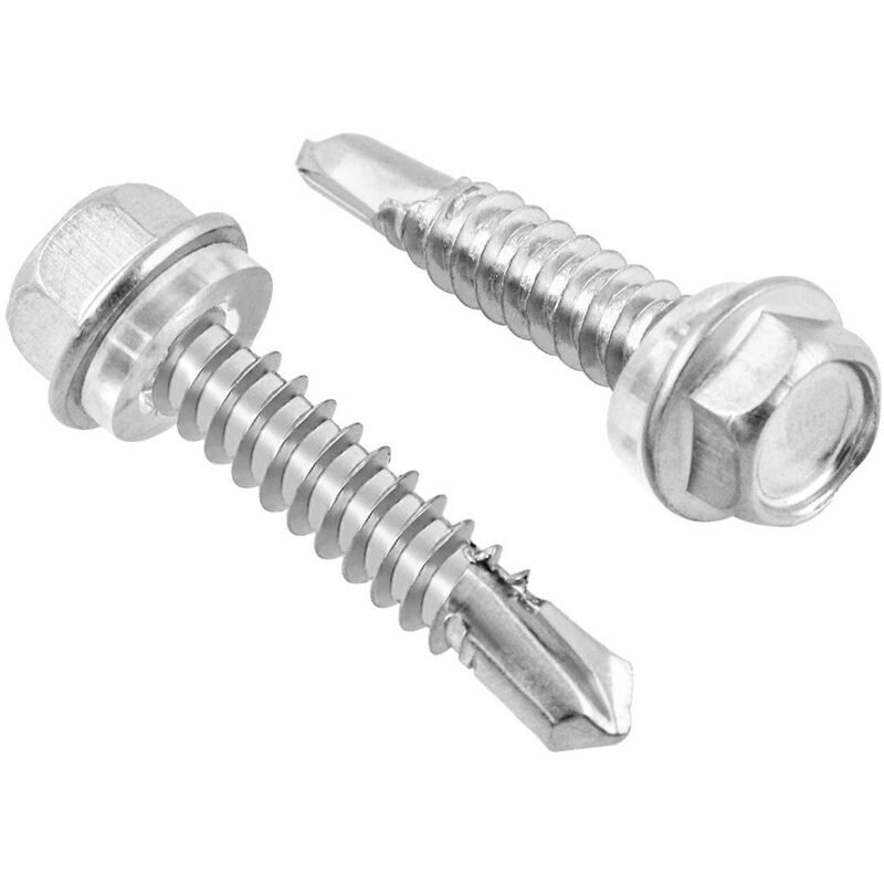 foto del prodotto confezione da 50 viti autoforanti, acciaio inox, 6,3 mm x 32 mm, vite autoforante con guarnizione di tenuta sollbry