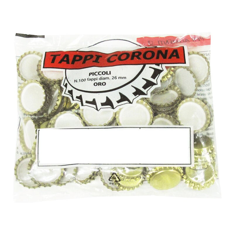 foto del prodotto confezione da 500 tappi con corona in colore oro oro