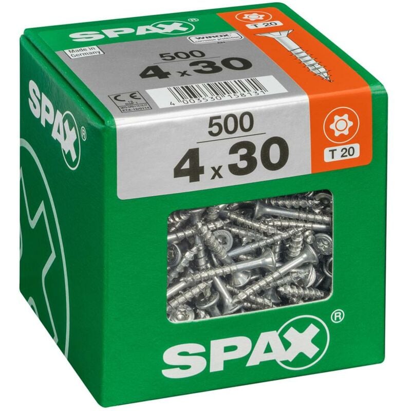 foto del prodotto confezione da 500 viti spax torx in acciaio testa svasata, diam.4 mm x l.30 mm spax