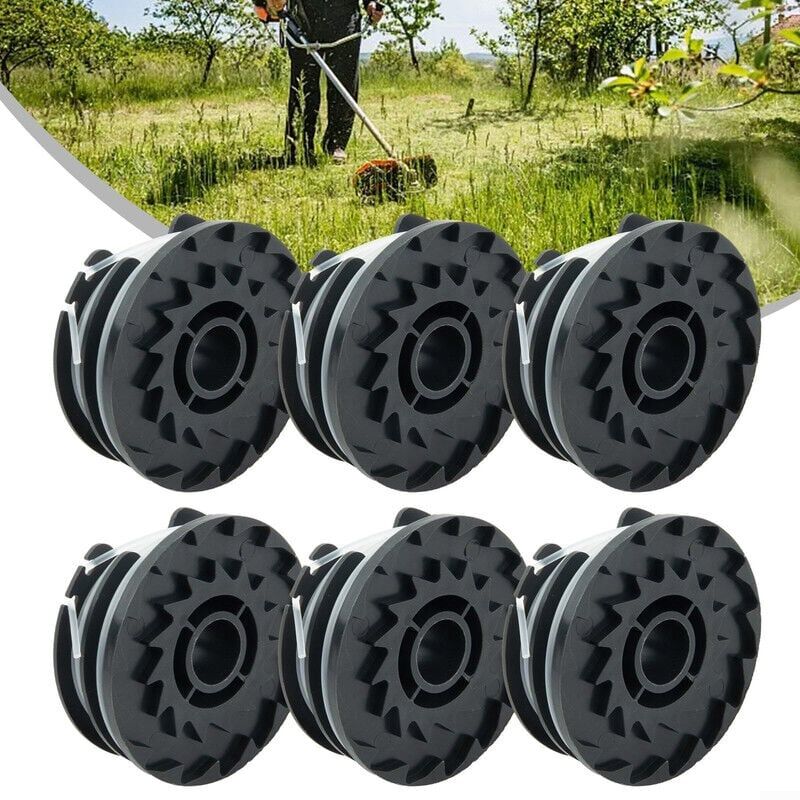 foto del prodotto confezione da 6 bobine di filo di ricambio per decespugliatore lidl parkside prta 20 li a1, b2, c3, prt 550 a1, a3, prt 300 a1,
