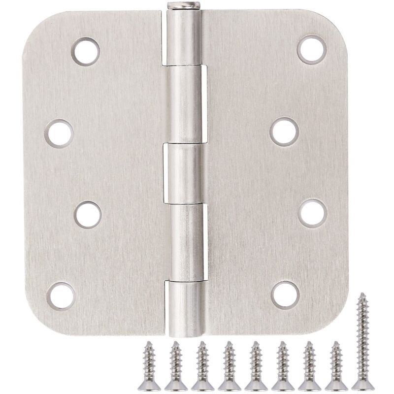 foto del prodotto confezione da 6 cerniere per porte in nichel, nichel spazzolato, cerniere per porte interne da 3 1/2"", nichel satinato, 3,5 pollici con angoli con raggio di 5/8"", ferramenta argentata da 3 1/2"" x 3 1/