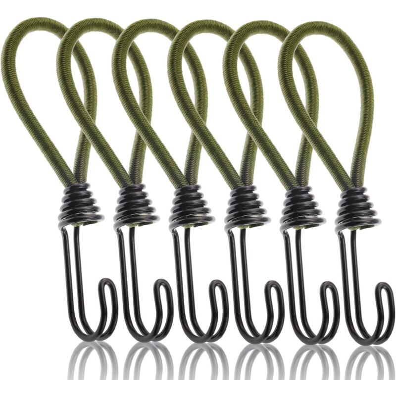 foto del prodotto confezione da 6 corde elastiche bungee bungee corda elastica con ganci, corda elastica con ganci in metallo per legare teloni all aperto, blocco