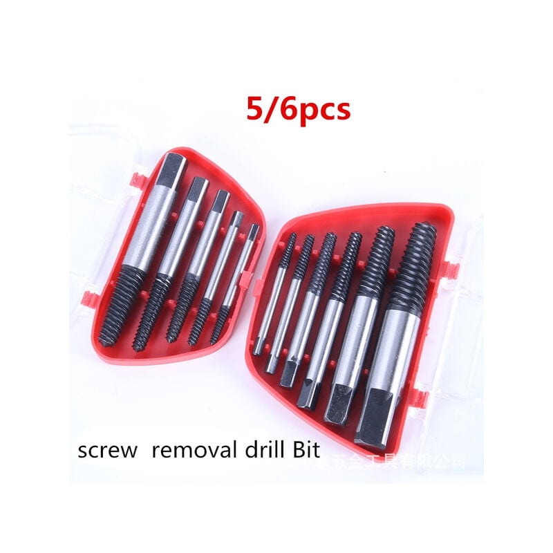 foto del prodotto confezione da 6 estrattori per cacciaviti rotti set di punte per trapano in acciaio legato a doppia faccia set di strumenti per la rimozione della
