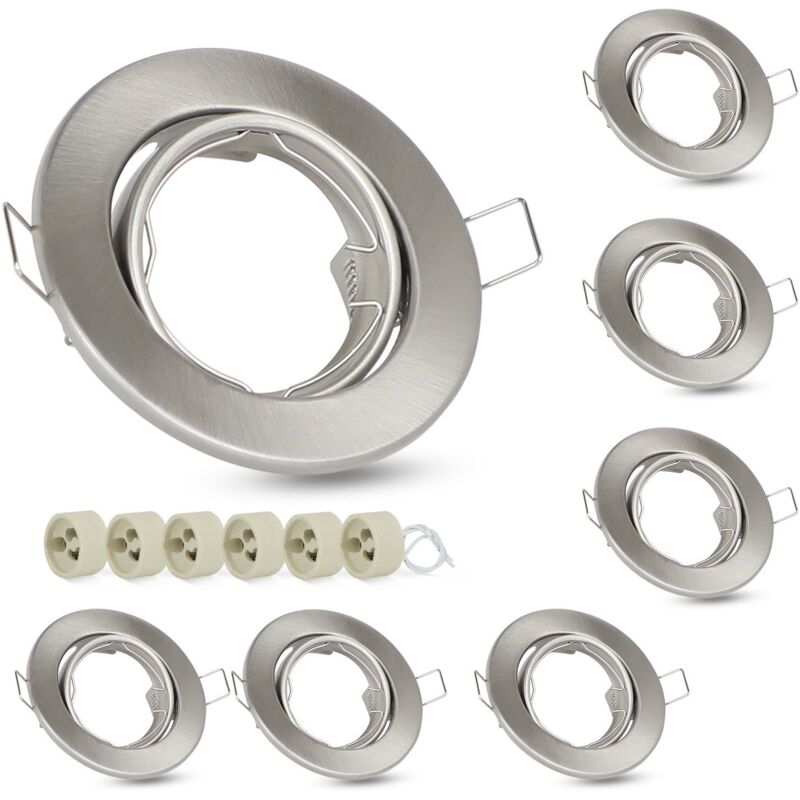foto del prodotto confezione da 6 faretti da incasso gu10 con cornice da incasso attacchi gu10 230v faretti da incasso con cornice da incasso con base in alluminio