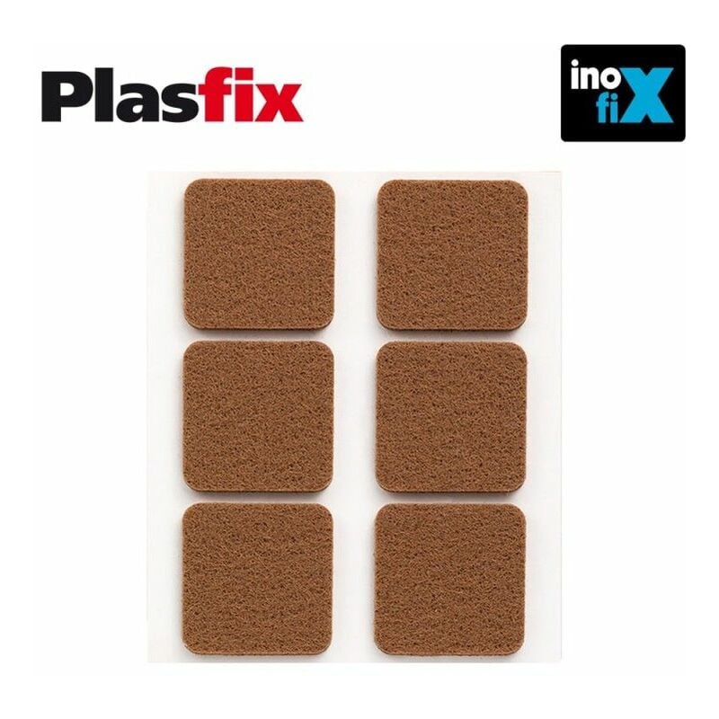 foto del prodotto confezione da 6 feltri sintetici adesivi marroni 31x31mm plasfix inofix
