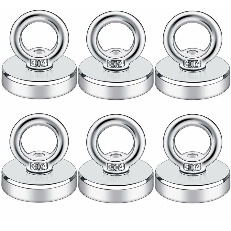foto del prodotto confezione da 6 ganci magnetici svasati per posto di lavoro, casa, cucina, pesca, ufficio e garage, argento 27 kg ladac e