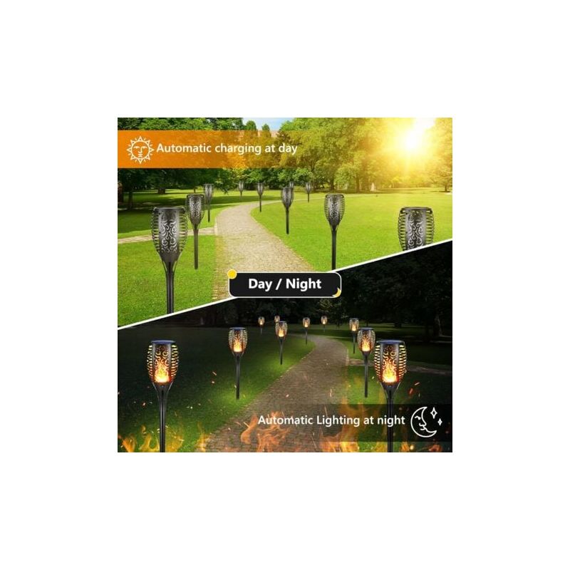 foto del prodotto confezione da 6 grandi luci solari a fiamma per esterni luci solari impermeabili, luci solari a fiamma tremolante per decorazioni, giardino, patio,