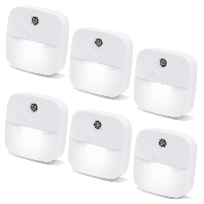 foto del prodotto confezione da 6 luci notturne a led con spina, luci notturne intelligenti con spina ue dal tramonto all alba bebusingoto