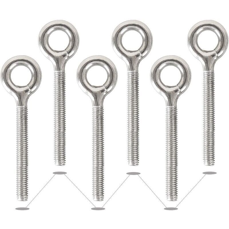 foto del prodotto confezione da 6 m10 304 in acciaio inossidabile anelli saldati chiusi bulloni ad occhiello con barra filettata viti ad occhiello resistenti alla