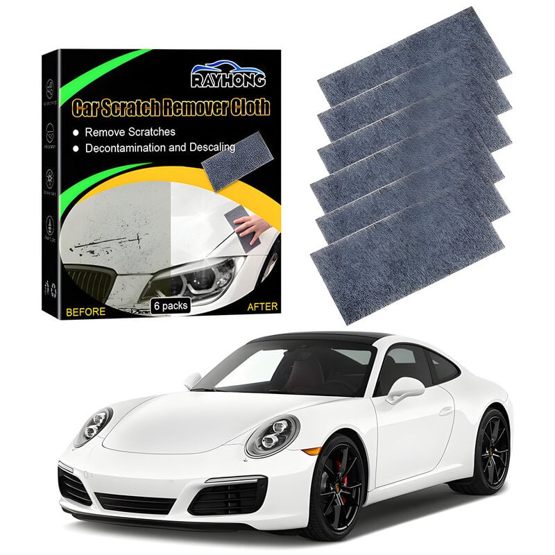 foto del prodotto confezione da 6 panni per graffi auto, riparazione multiuso, macchie d'acqua, vernice e lucidatura delle superfici - sjlerst