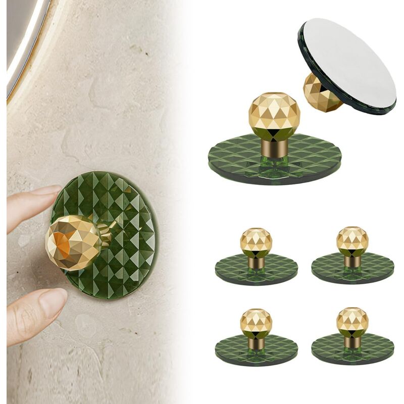 foto del prodotto confezione da 6 pomelli autoadesivi per mobili, pomelli per porte a specchio a forma di diamante in acrilico, maniglia autoadesiva in plastica per