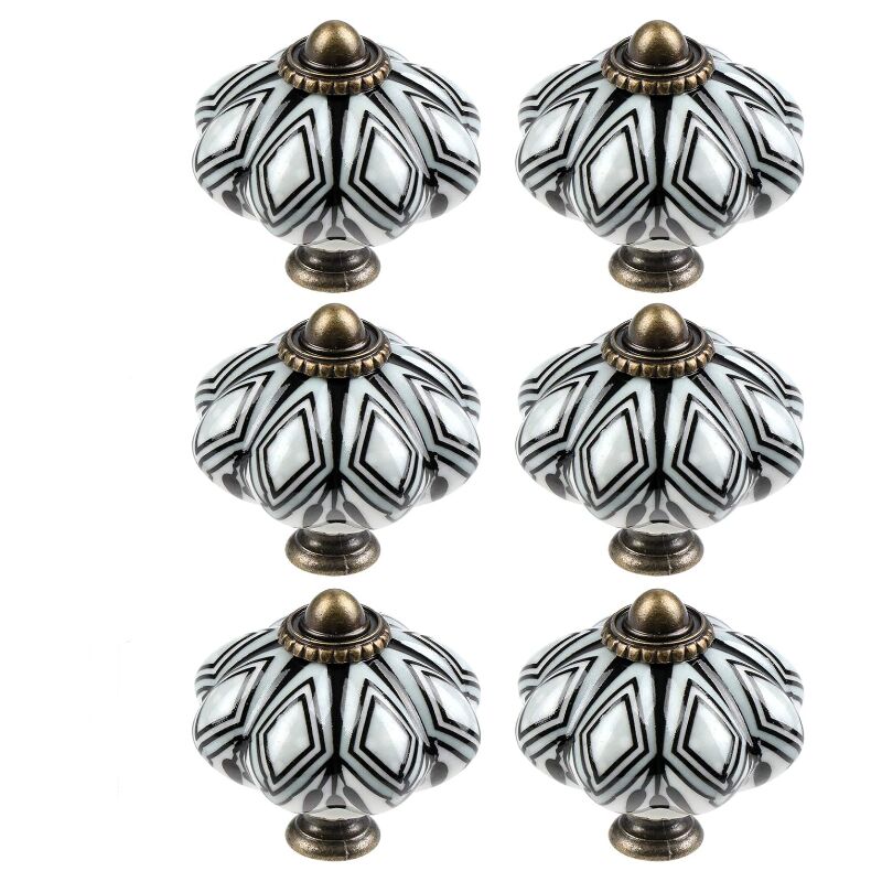 foto del prodotto confezione da 6 pomelli in ceramica per mobili, pomelli eleganti per cassetti, maniglie per mobili da cucina in stile zucca antica, pomelli rotondi