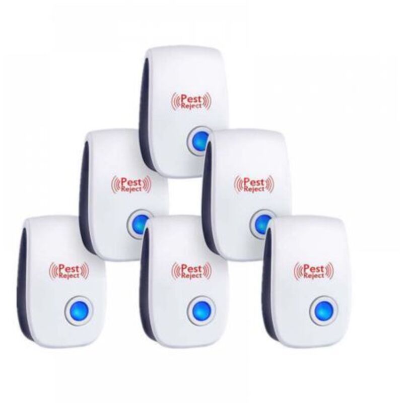 foto del prodotto confezione da 6 repellenti per parassiti ad ultrasuoni per interni, anti zanzare topi blatte roditori formiche ragni insetti