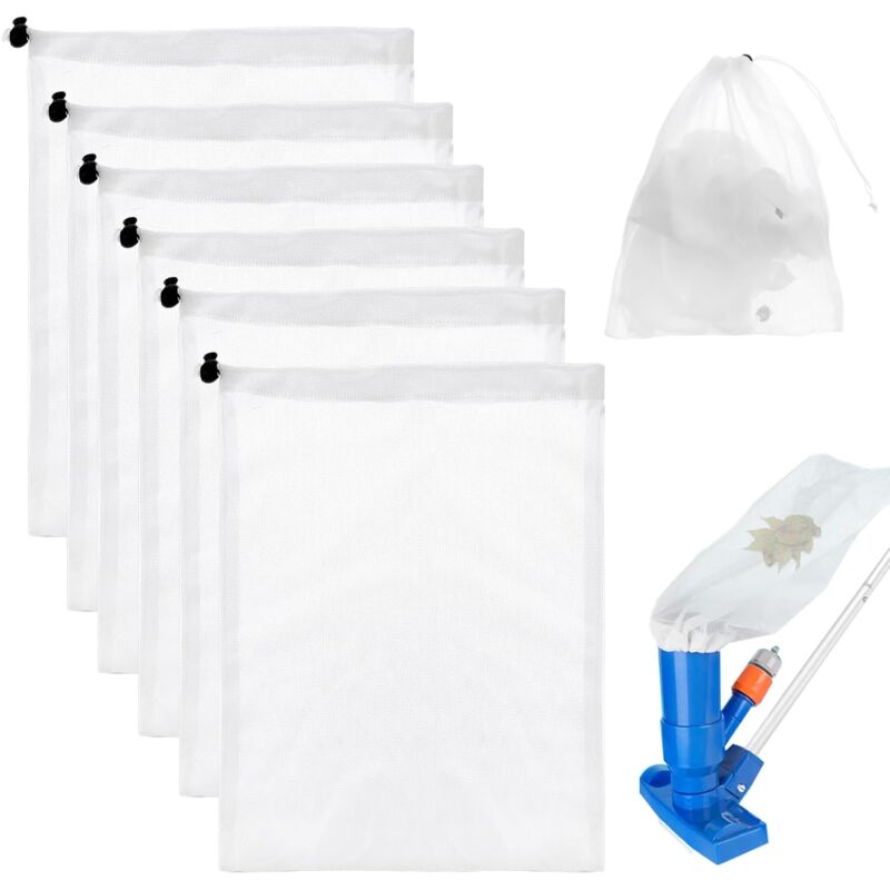 foto del prodotto confezione da 6 sacchetti in rete per piscina sacchetti filtro per piscina sacchetti in rete con coulisse sacchetti per aspirapolvere per
