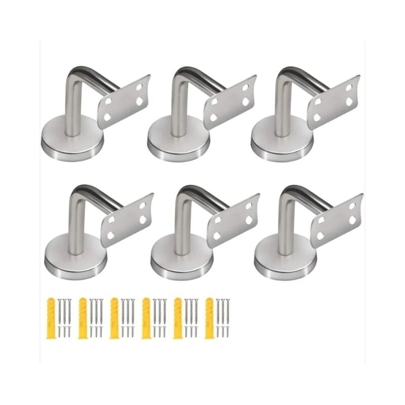 immagine 0 del prodotto confezione da 6 staffe per corrimano in acciaio inossidabile, staffe per corrimano curve per corrimano tondi, staffe per ringhiere per scale, staffe