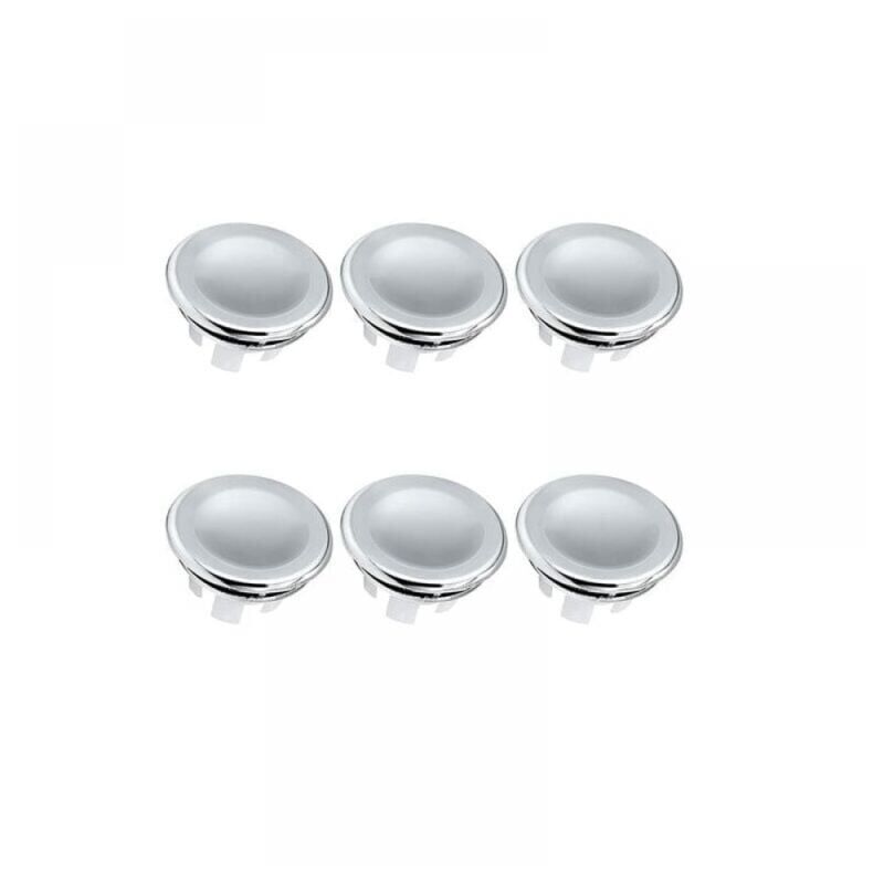 foto del prodotto confezione da 6 tappi di troppo pieno cromati per lavandino del bagno della cucina, copertura di troppo pieno per bagno e cucina ymyny