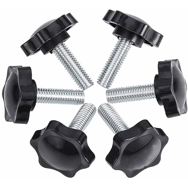 foto del prodotto confezione da 6 viti a testa zigrinata m8x25mm, manopola di serraggio con vite a testa zigrinata a stella in plastica 