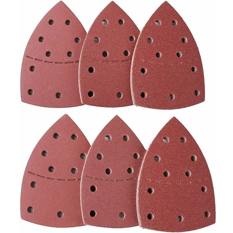 foto del prodotto confezione da 60 fogli abrasivi, carta vetrata triangolare 11 fori 40 60 80 120 180 240 ideale per levigatrice multifunzione