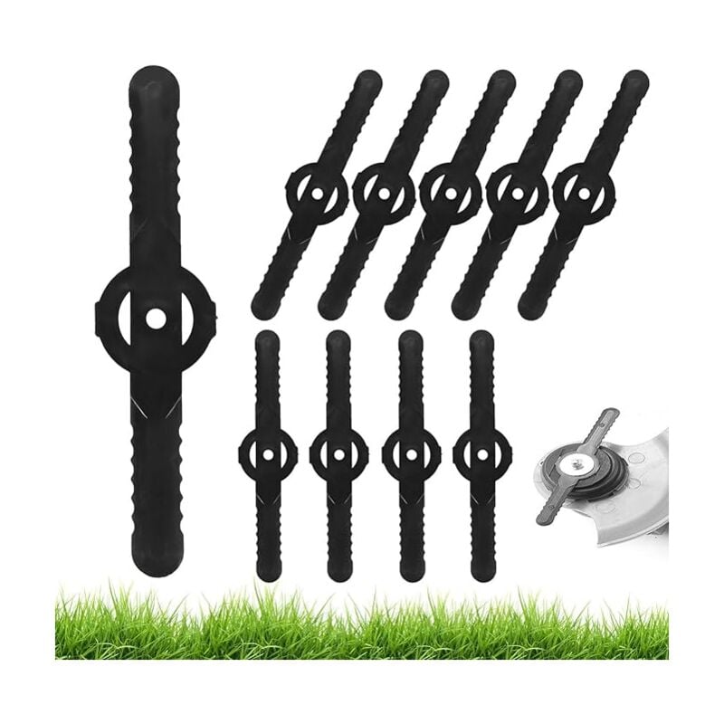 foto del prodotto confezione da 60 lame di ricambio in plastica, lame universali per tagliabordi da 14 cm, accessori per tagliabordi, lame in plastica per tosaerba per