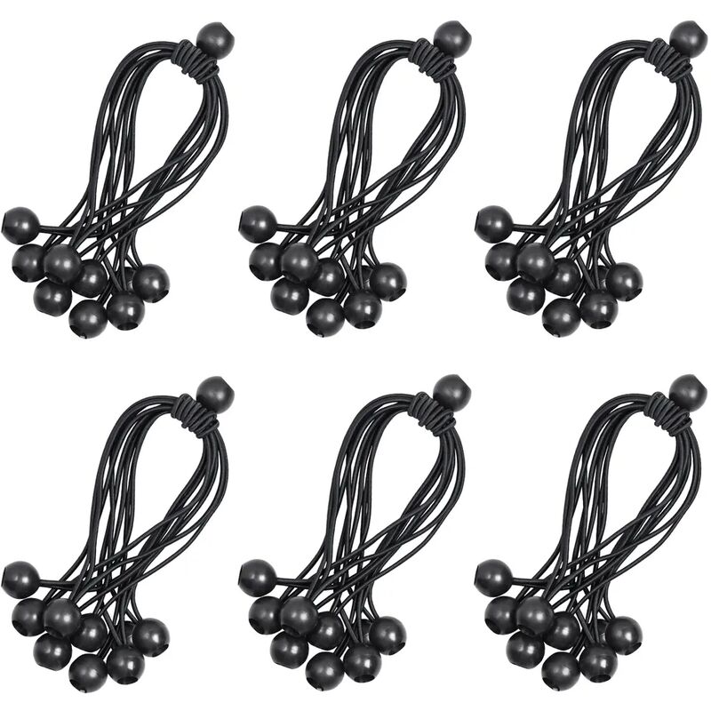 foto del prodotto confezione da 60 tenditori con sfera, anelli di estensione, gomma di tensione altamente elastica, 22,5 cm, gommini per tende, tenditori in gomma per
