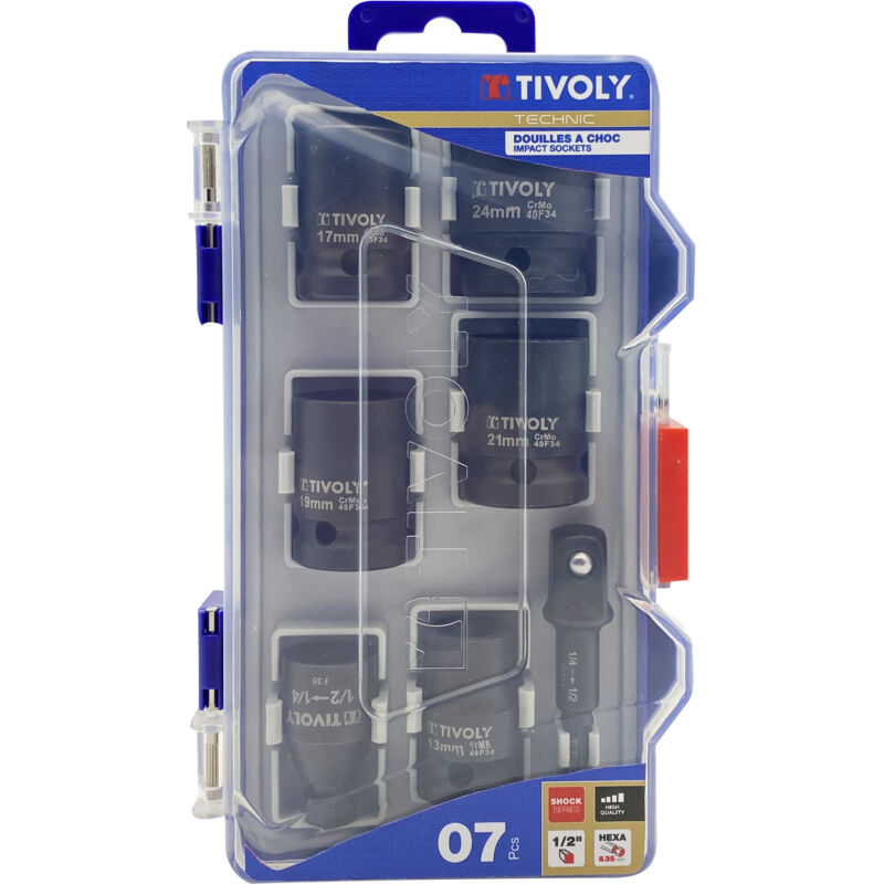 foto del prodotto confezione da 7 bussole impact 1 2 e accessori tivoly