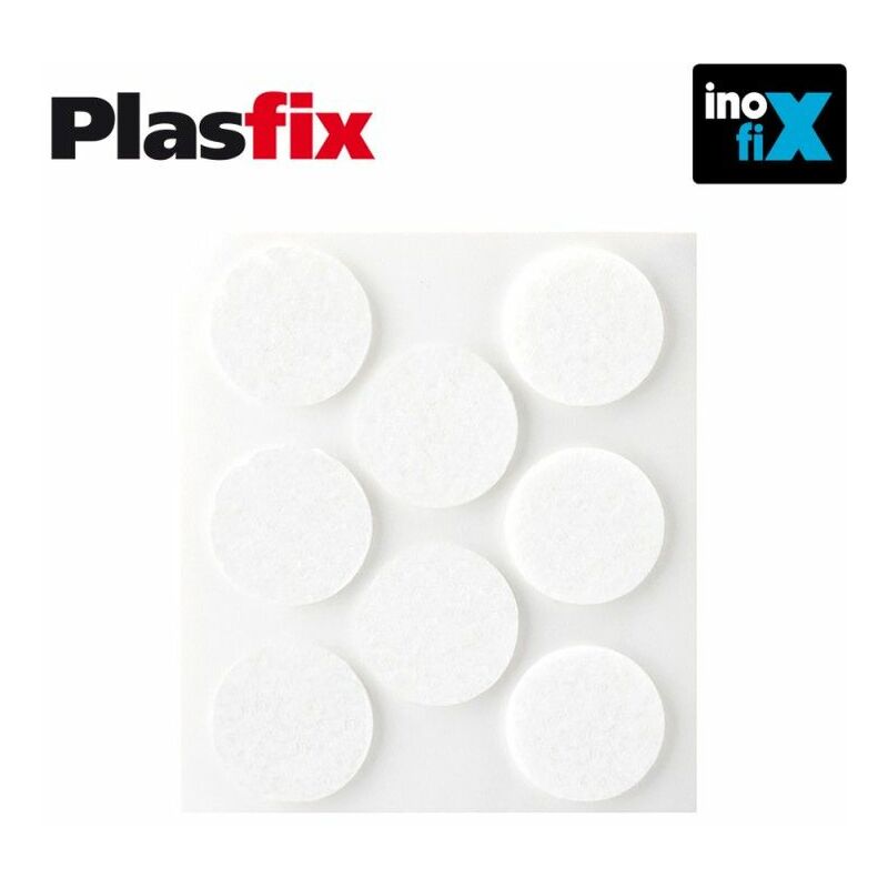 foto del prodotto confezione da 8 feltri adesivi sintetici bianchi 27mm plasfix inofix