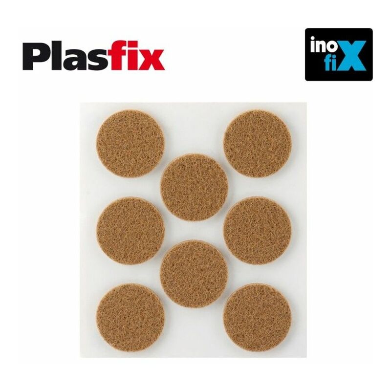 foto del prodotto confezione da 8 feltri adesivi sintetici marroni 27mm plasfix inofix