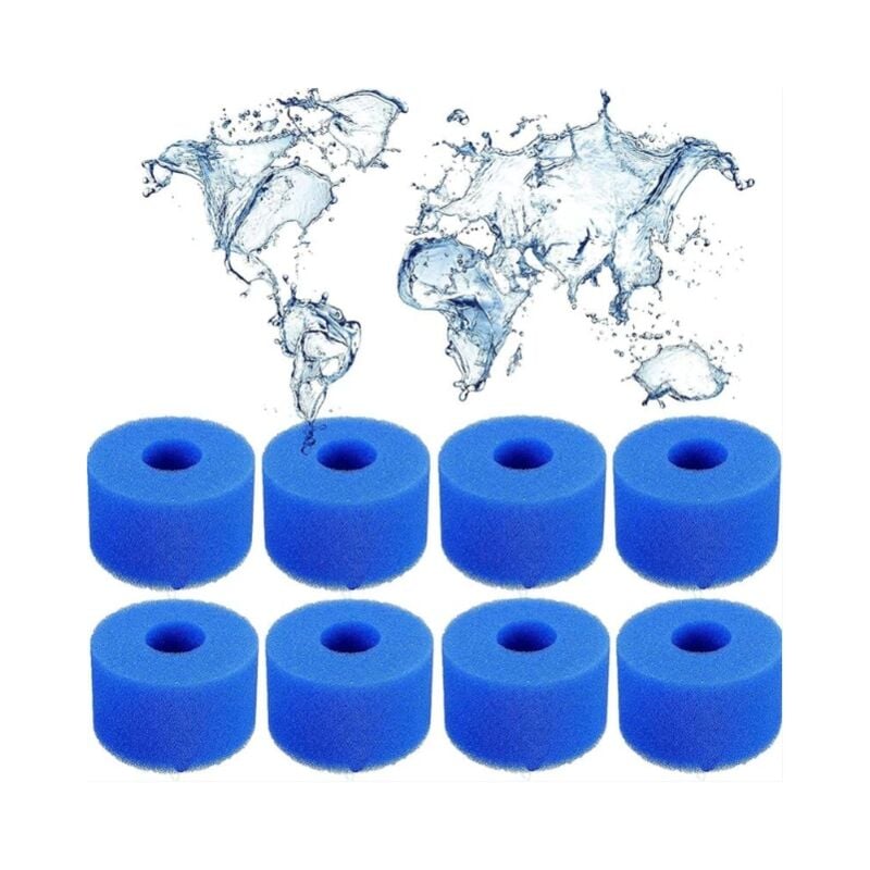 foto del prodotto confezione da 8 filtri in schiuma tipo s1 per intex s1 spa filtri per piscina riutilizzabili tipo s1 per piscine, acquari e spa.