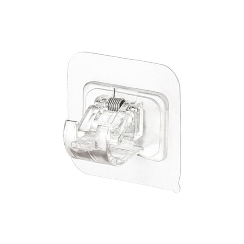foto del prodotto confezione da 8 supporti per aste per tende senza foratura. ganci autoadesivi per aste per tende, trasparenti, 66 cm