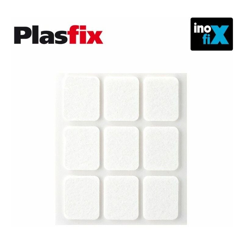 foto del prodotto confezione da 9 feltri adesivi sintetici bianchi 29x23mm plasfix inofix