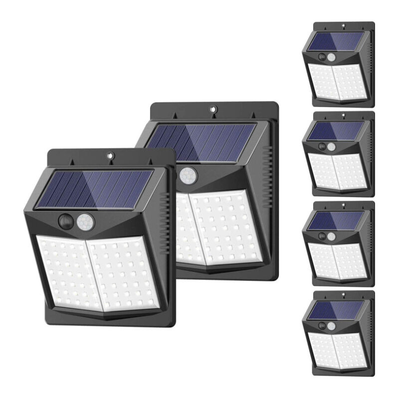 foto del prodotto confezione da sei luci solari con sensore di movimento per esterni 3 modalit , luce solare impermeabile, lampada di sicurezza wireless, lampada da