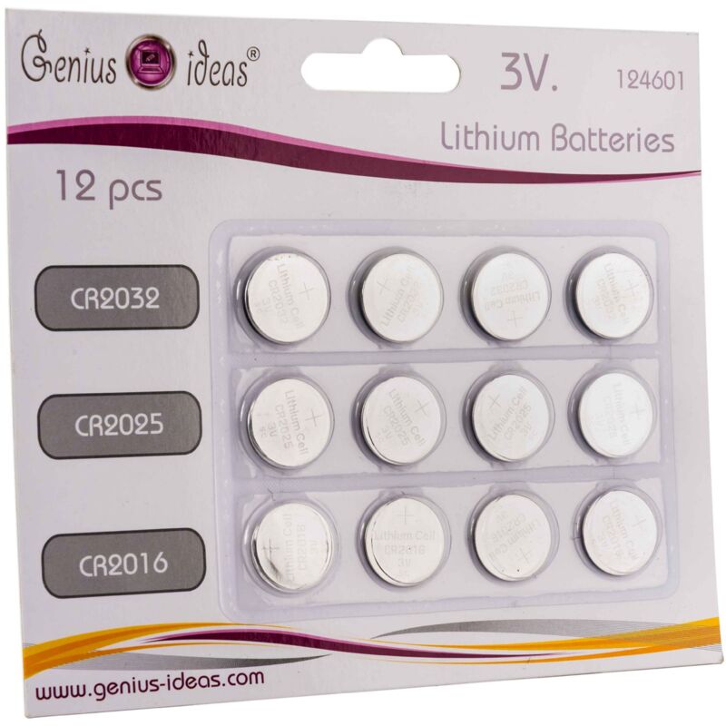 foto del prodotto confezione di 12 batterie a pulsante al litio 3 v