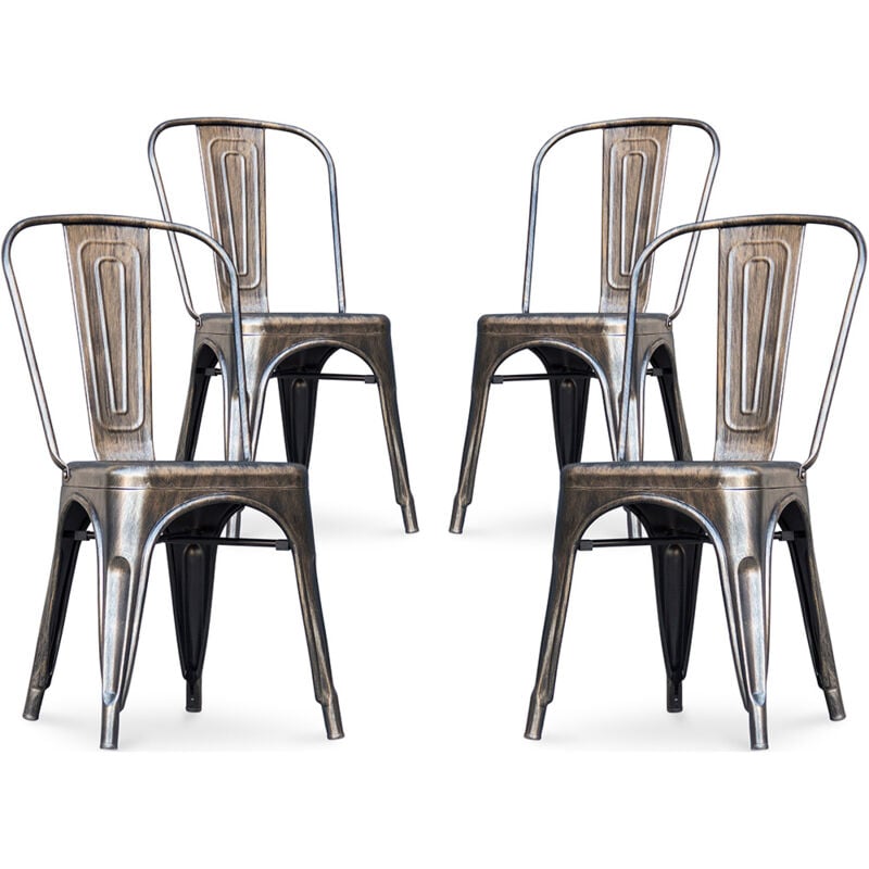 foto del prodotto confezione di 4 sedie da pranzo design industriale nuova edizione stylix bronze metallizzato