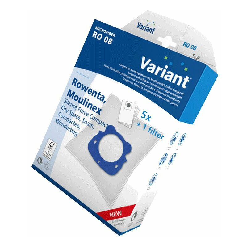 foto del prodotto confezione di 5 sacchetti 1 filtro compatibile aspirapolvere rowenta 337465