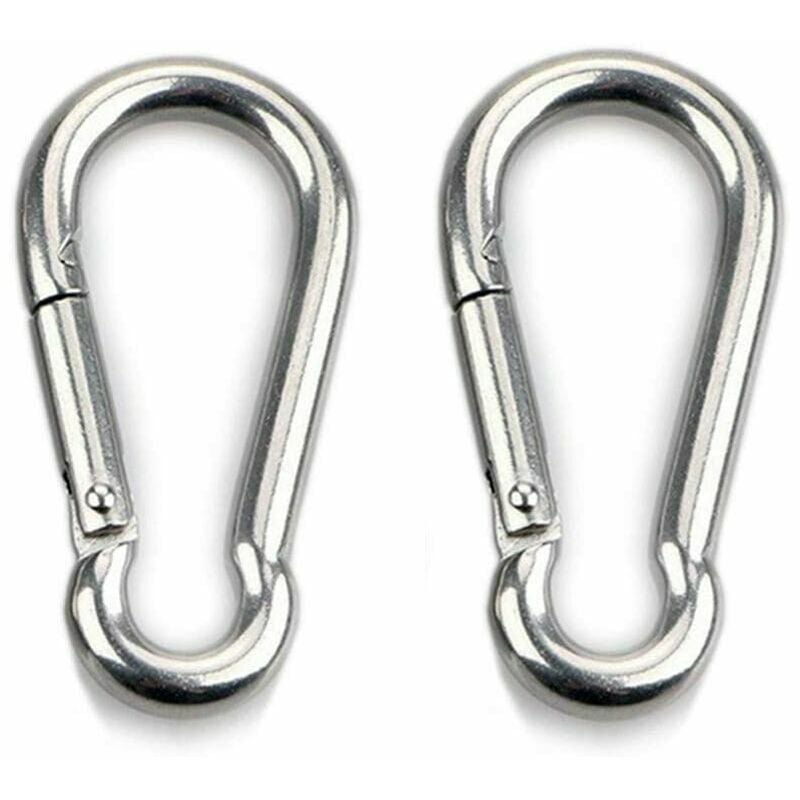 foto del prodotto confezione di ganci a scatto resistenti per sport, sicurezza cani, altalena amaca, acciaio inox 304, spessore 8 mm
