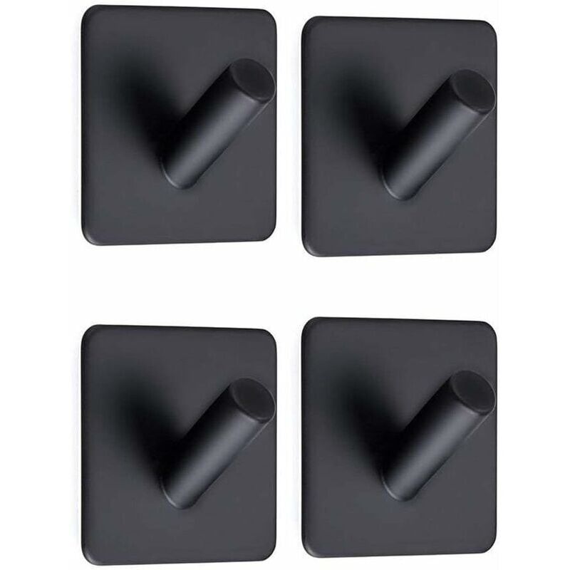 foto del prodotto confezione di ganci adesivi 3m, acciaio inossidabile, ganci da parete per bagno, ganci per asciugamani per bagno, cucina, wc, armadi, neri, quadrati
