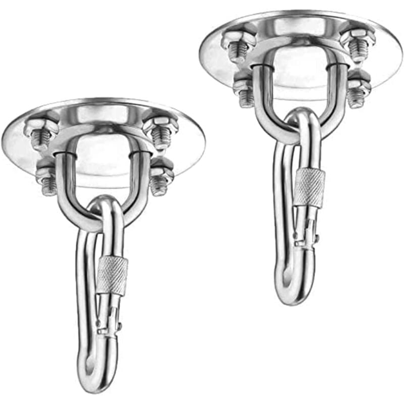 foto del prodotto confezione di ganci da soffitto resistenti, kit di sospensione per amaca in acciaio inossidabile, rotazione di 180 per set in legno e cemento, sedia