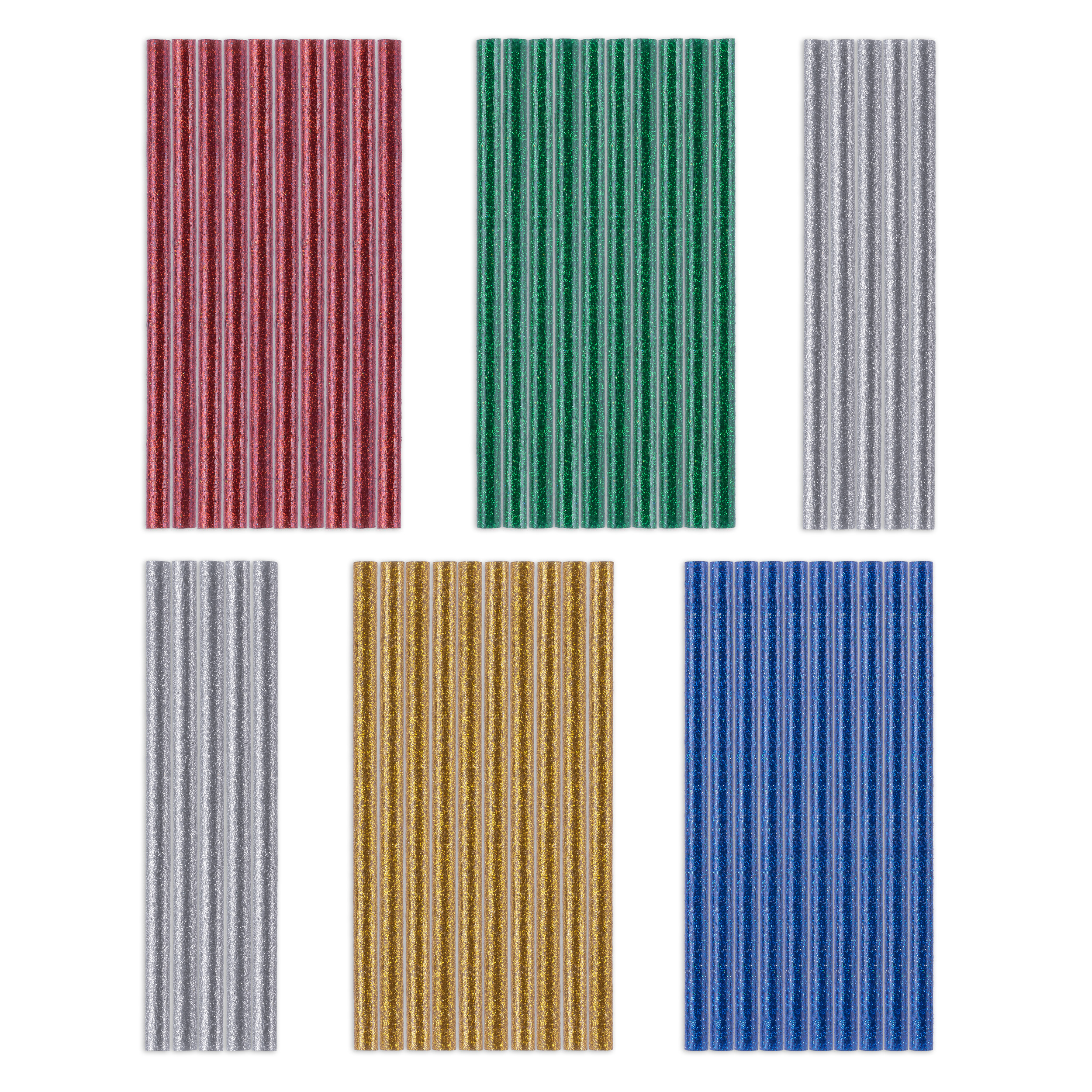 foto del prodotto confezione di stick di colla a caldo glitter, 50 pezzi 7 mm