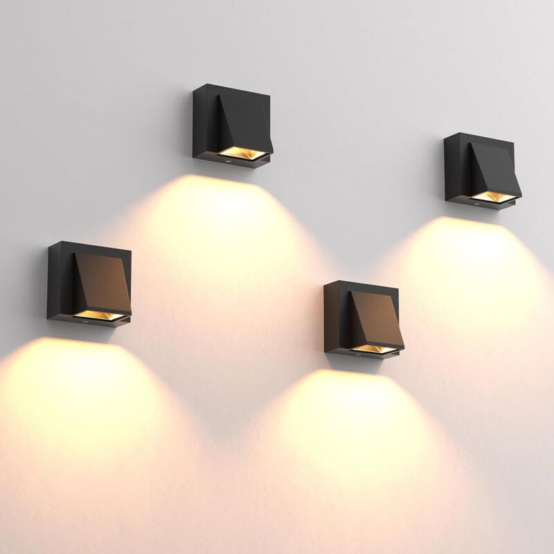 foto del prodotto confezione lampada da parete per interni esterni 6w 500lm 2700k 3000k lampada da parete a led bianca calda impermeabile ip54 lampada da parete in