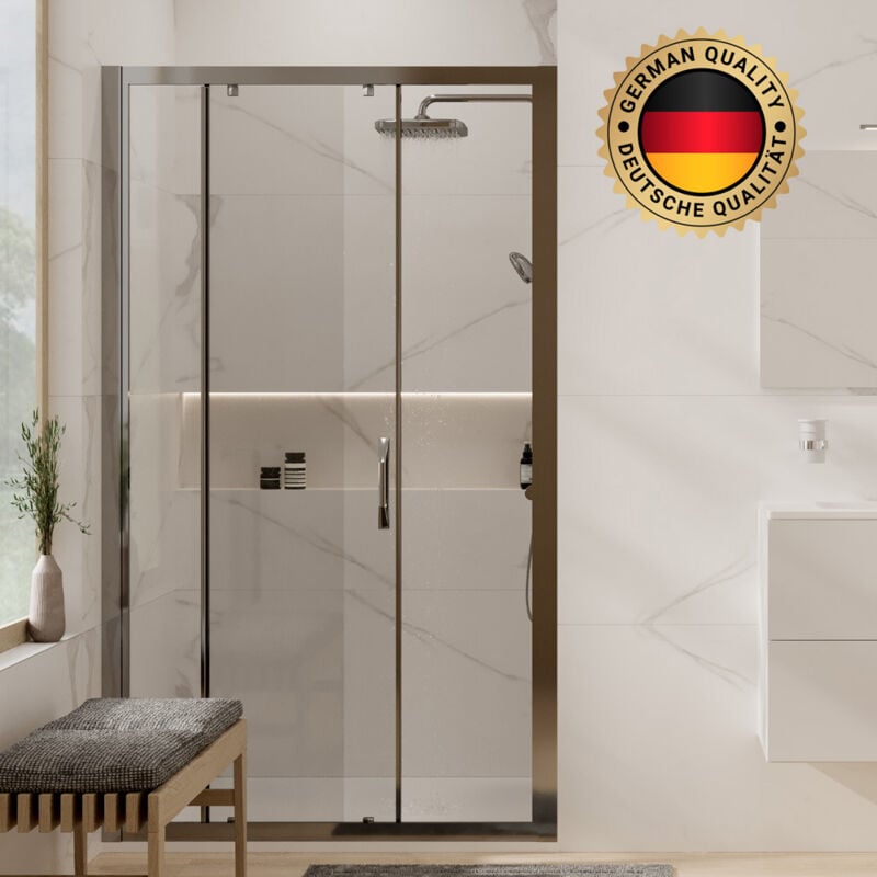foto del prodotto confezione porta scorrevole da 120 cm piatto doccia satalek 120x80 cm bianco huppe1 12080wh h ppe