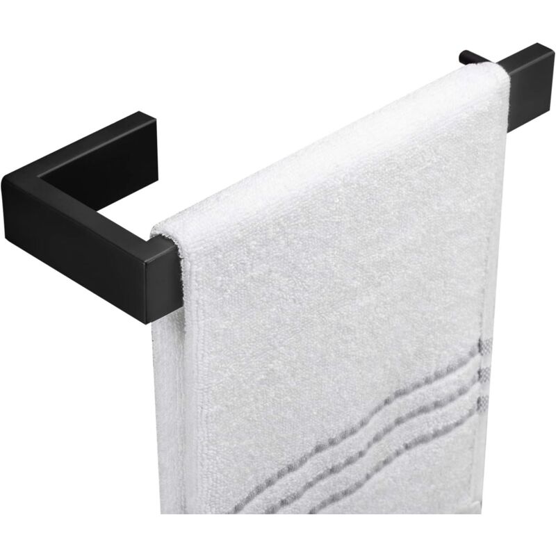 foto del prodotto confezione portasciugamani da parete per bagno in acciaio inossidabile nero opaco bebusingoto