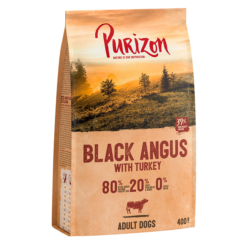 foto del prodotto confezione prova purizon crocchette, alimenti umidi e snack per cane 400 g crocchette adult black angus con tacchino