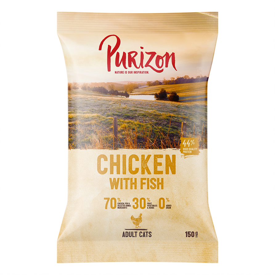 foto del prodotto confezione prova purizon crocchette, alimenti umidi e snack per gatto 150 g crocchette adult pollo pesce