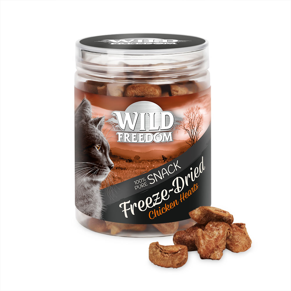 foto del prodotto confezione prova! wild freedom crocchette, umido &amp; snacks - freeze-dried snack cuori di pollo 45 g