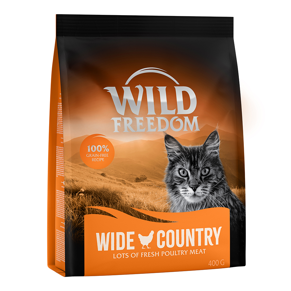 foto del prodotto confezione prova wild freedom crocchette, umido e snack per gatti 400 g crocchette wide country pollame