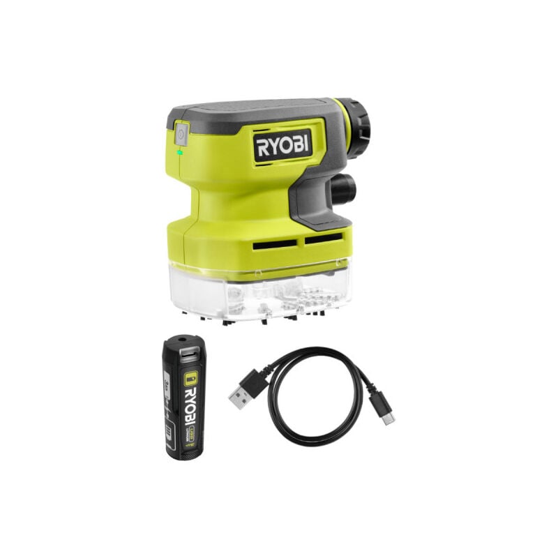 foto del prodotto confezione ryobi 4v compact vacuum rdv4 0 1 batteria 3,0ah cavo usb